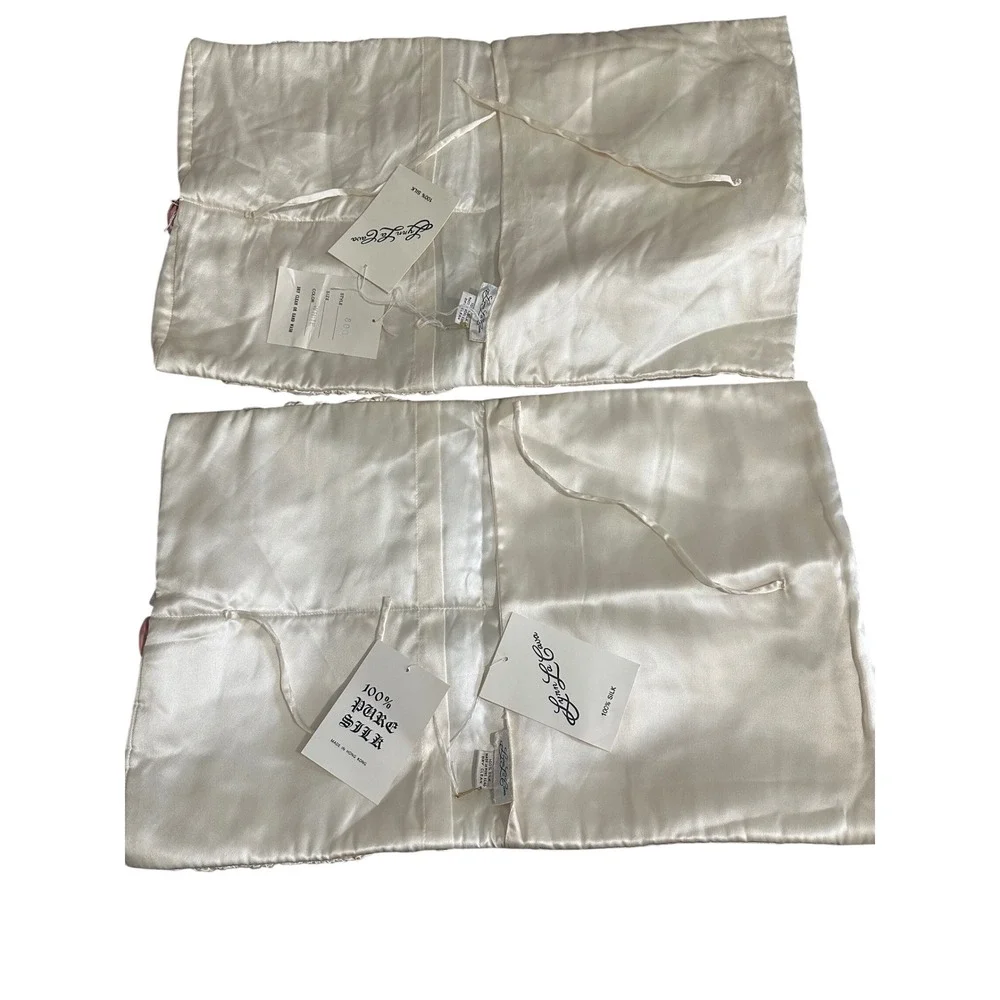Lynn La Cava 100% Pure Silk Pillowcase Ivory White Rosette Accent Vintage NWT 2